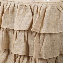 Efavormart 3 Tier Rustic Elegant Ruffled Burlap Table Skirt for Kitchen Dining