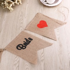 5PCS Here Comes The Bride Burlap Banner Wedding Party Decoration Bunting
