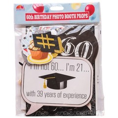 60th Birthday Photo Booth Props – 31-pc Selfie Props with 8 x 10-Inch Sign, 4…