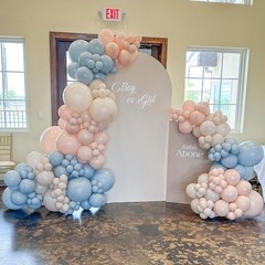 Gender Reveal Balloons Garland Kit, 124pcs Dusty Pink and Dusty Blue Sand Whi…