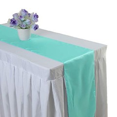10 Pack Satin Table Runners – 12×108 Inch, Wedding & Party Decor,Bright & Aqua