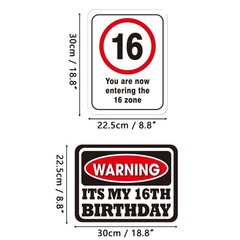 WERNNSAI 16th Birthday Party Decorations – 9PCS Wall Signs Funny Tags for Tee…