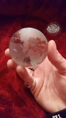 Beautiful Genuine Crystal World Globe Earth Sphere Etched Frosted Glass Ball