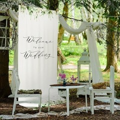Wedding Welcome Banner Rustic Linen Sign Flexible Placement W/ Wooden Clips New