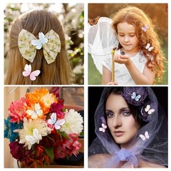 60 Pcs Butterflies for Crafts, Organza Fabric Butterfly Appliques Colorful 3D