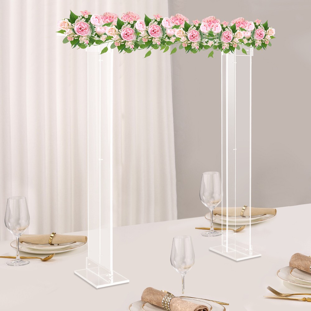 Modern Clear Acrylic Rectangular Flower Stand Wedding Centerpiece for Party