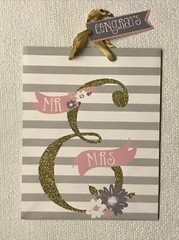 Paper Craft Design Group Small Gold Glitter Mr. & Mrs. Wedding Gift Bag with Tag