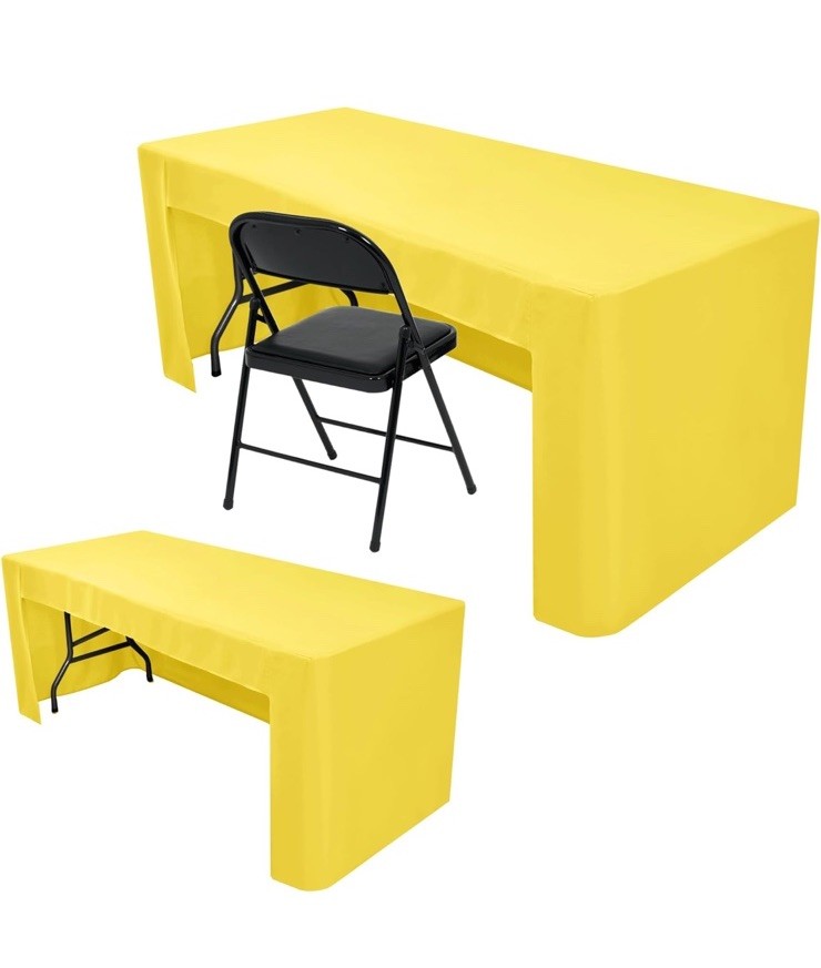 YellowTablecloth 2 Pack Fitted Rectangle 6FT Open Back Washable Trade Show Cover
