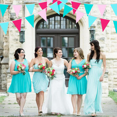 40Ft Teal Hot Pink Fabric Bunting Banner Pennant Hanging Party Decorations Trian