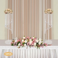 10Pcs Tall Vases for Centerpieces Column Flower Stand with Chandelier Crystals