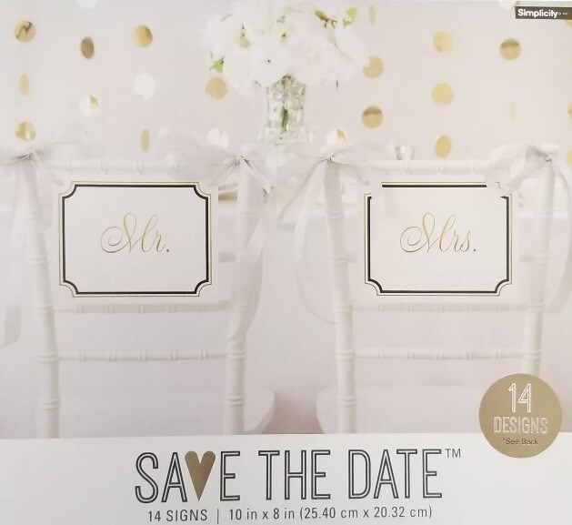 New Simplicity 14 Piece Gold & Black Wedding Sign Set