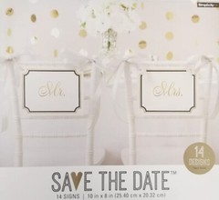 New Simplicity 14 Piece Gold & Black Wedding Sign Set