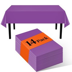 Purple 14 Pack 54 x 108 Inch Plastic Tablecloths, Disposable Rectangle Tablec…