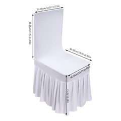 30Pc White Stretch Chair Covers Ruffled Skirt Polyester Spandex Fit 16-22 In
