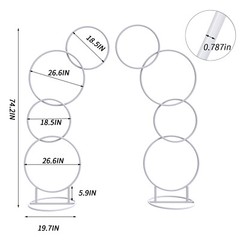 Detachable Tall 2M Metal Balloon Arch Kit Wedding Backdrop Stand 8 Circle Frames