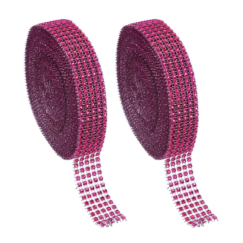 2 Roll 1″x20 Yard Crystal Rhinestones Mesh Ribbon Rose Red (4mm)