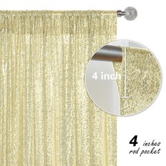 Champagne Sequin Backdrop Curtain 4 Pieces 2FTx8FT Glitter Photography Backdr…