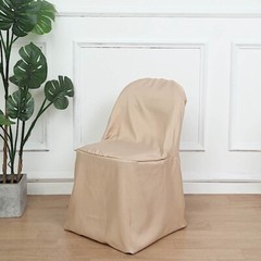 50 Nude Polyester FOLDING Flat CHAIR COVERS Wedding Party Banquet Decorations