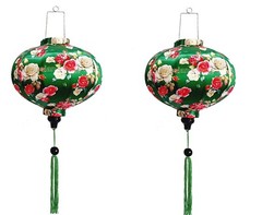 Set 2 Vietnam bamboo silk lanterns Flower fabric Wedding Lanterns – Buyer color