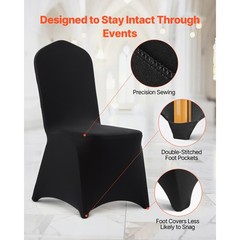 Uimoso 100PCS Black Stretch Spandex Chair Covers for Events Weddings, and Dining