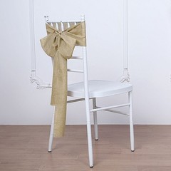 5 pcs NATURAL 6″ x 108″ Faux Burlap Chair Sashes Wedding Decorations