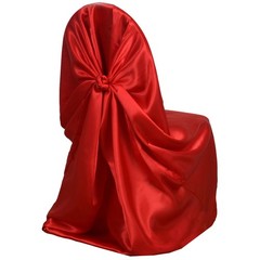 6 Red SATIN UNIVERSAL CHAIR COVER for Wedding Banquet Reception Decorations