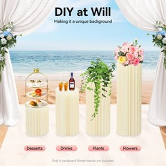 Set of 4 DIY Cardboard Flower Cake Stand Weddings Centerpiece Decoration Column