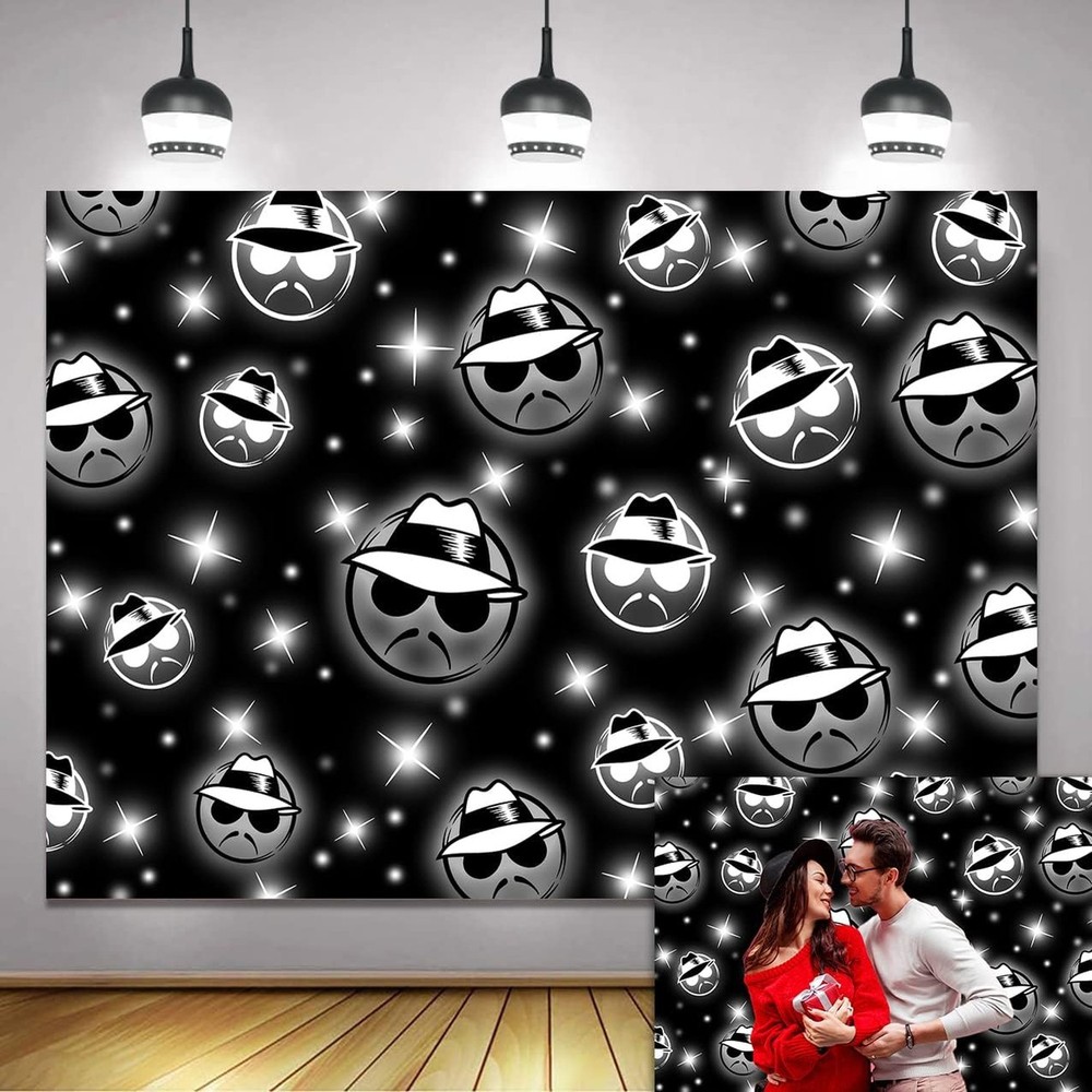 Cholo Theme Backdrop Early 2000s Background 7x5FT Black Glitter Old School Ph…