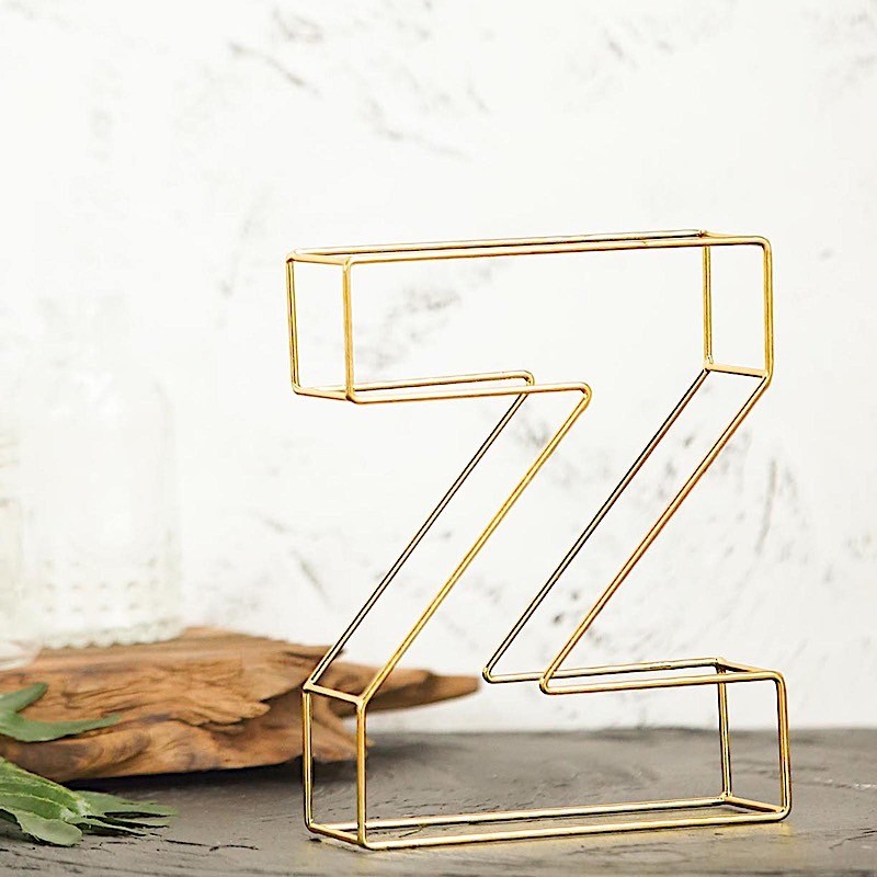 GOLD 8″ tall 3D Metal Wire Letter Z Party Wedding Reception Backdrop Supplies