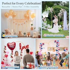 Wedding Arch Backdrop Stand Set of 3, 6FT/5FT/4FT, Gold Metal Balloon Arch Kit f