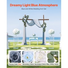 Uimoso Artificial Wedding Arch Flowers Kit Blue With 2 Pcs Flowers 2 Pcs Drapes