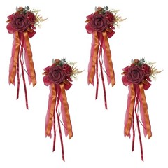 4Pcs Luxurious Simulation Rose Bowknot Car Decoration for Wedding Celebration