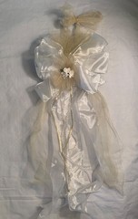 10 Large Wedding Pew Bows White Gold Satin Tulle Pearl Beads Church Aisle Decor