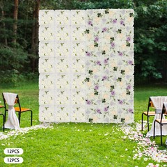12PCS Artificial Flower Wall Background Silk Rose Mat for Wedding Backdrop Decor