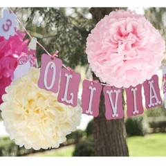 Pink Paper Flowers Tissue Pom Poms Hanging Flower Ball Wedding Party Decor 25Pcs
