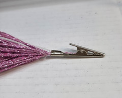 Pink Glitter Christmas Tree Picks Ice Cream Bars & Ornaments Alligator Clips