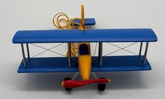 Hanging Airplane, Blue Yellow, Nursery Decor, Decorative Wooden Airplane