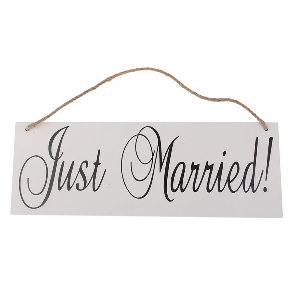ULTNICE Wooden JUST MARRIED Signs Decor with Hanging Rope for Wedding Engagem…