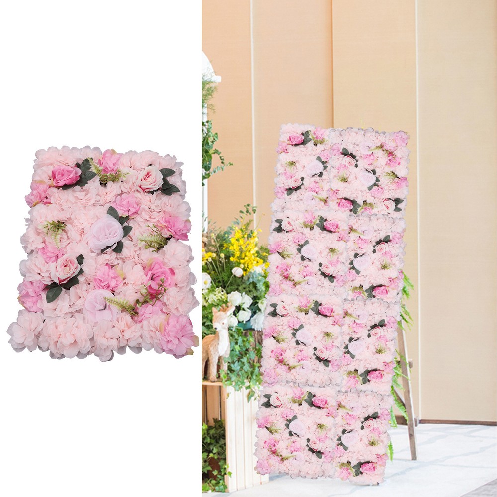 Flower Wall Panels 12 Pack 24 × 16 in Pink Realistic Wedding Backdrop