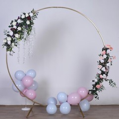 GOLD 7.5 ft Round Metal Wreath Arch Backdrop Stand Wedding Events Decorations