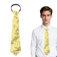 Xiyantiji Sequin Neckties for Men Disco Themed Sparkly Pre-Tied Neck Ties Gold