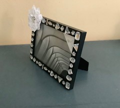 5×7 rhinestone gems and chiffon flower frame
