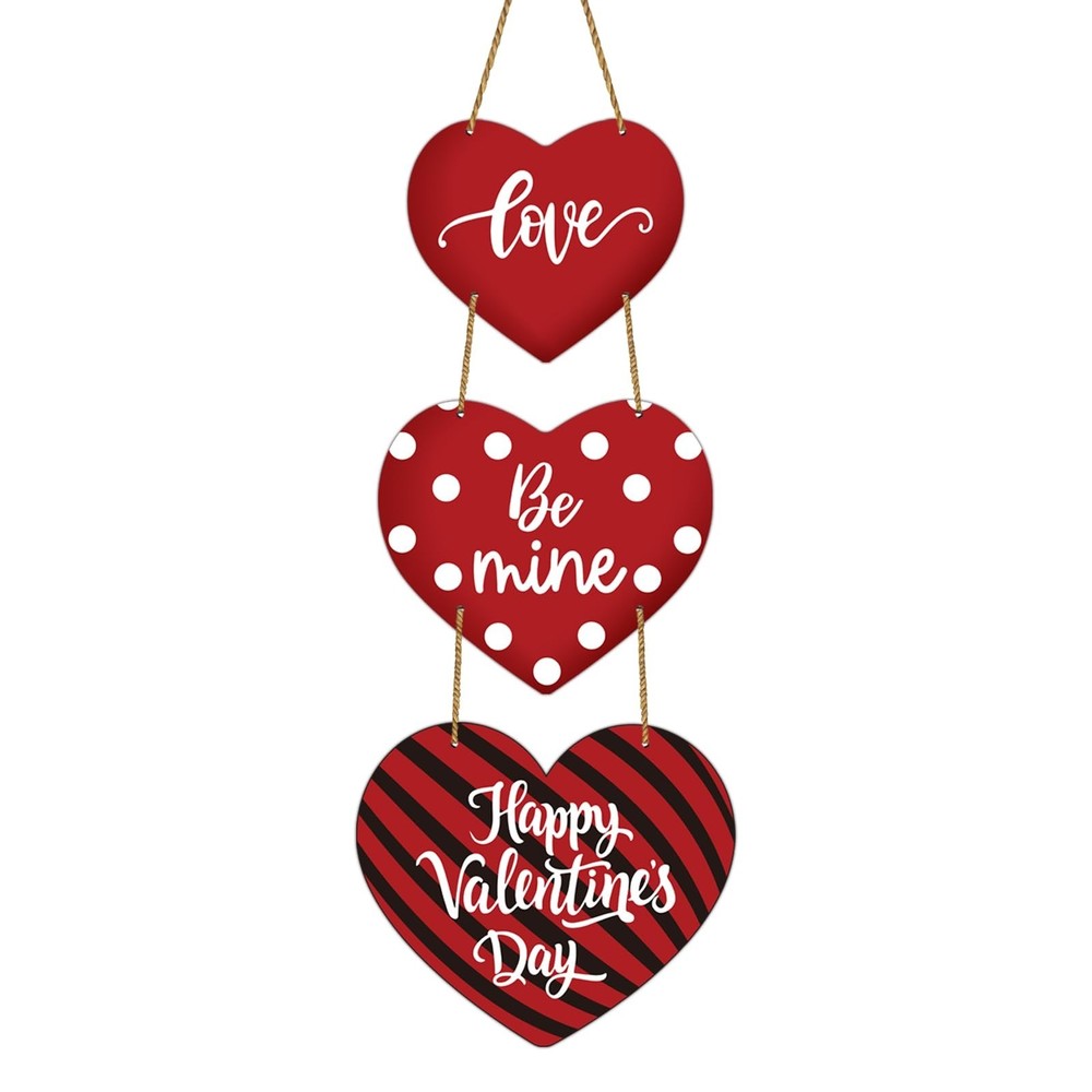 YUNKKIN Valentines Day Door Decorations Heart Wreath Heart Wall Decor Wooden …