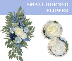 Blue Wedding Arch Flowers with Drapes – Set of 3 Decorative Arrangements