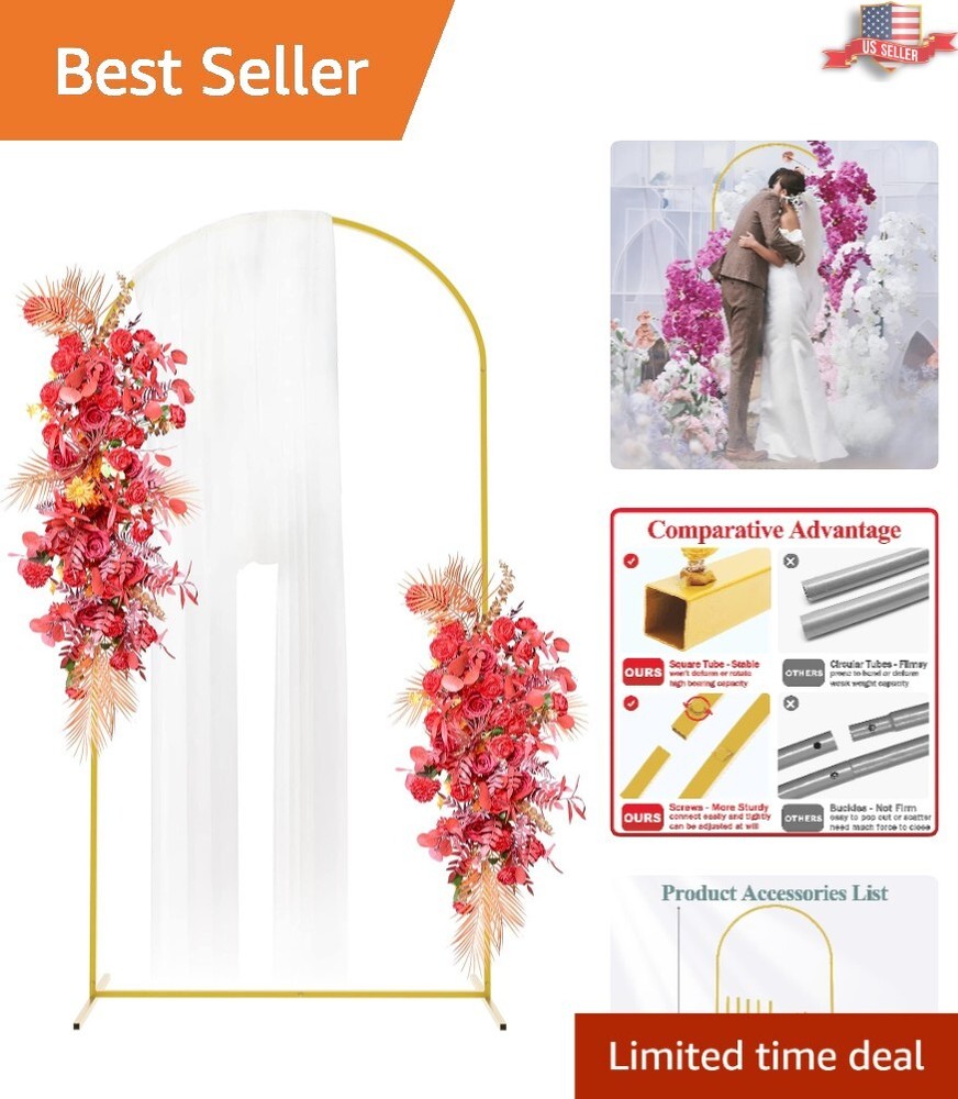 Strong and Elegant Metal Wedding Arch – 6FTx2.6FT – Ceremony Party Decoration