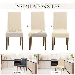 MOSAYT 100% Waterproof Dining Room Chair Covers Set of 6, Super Fit Stretch J…