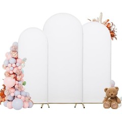 Set of 3 Arch Covers, Arch Backdrop Stand Fitted 7.2FT + 6.6FT + 6FT White