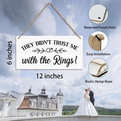 They Didn’t Trust Me with The Rings, Ring Bearer Sign Rustic Wall Hanging Wed…