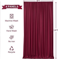 Burgundy 4 Panels Backdrop Curtains – 12ft High for Stunning Scenes