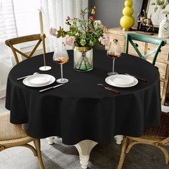 Childom Round Tablecloths, 3 Pack 84 Inch Round Plastic Table Cloths Disposab…